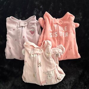 Lot of 3 Newborn Carters One Piece Pink and Purple